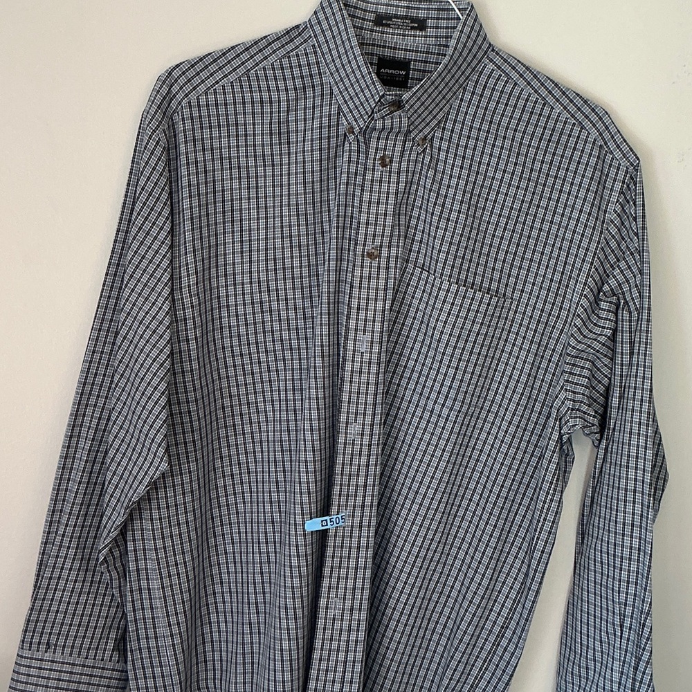 Oxford Men's Black and White Plaid Shirt